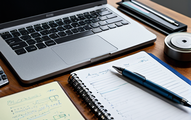 "The Choice of Tools"**
Prompt: A well-organized desk with a blend of traditional and modern tools: a notebook with handwritten notes open next to a sleek laptop displaying a document with formatting options. Include a pen, tablet, and various software icons subtly in the background. Soft, natural lighting. professional, appropriate content, safe for work, fully clothed, perfect anatomy, natural proportions, high quality.
**