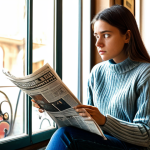 Home 11 개념 이해를 위한 비판적 분석 기법 - The Questioning Mind**
A fully clothed young woman sitting in a cozy Roman cafe, thoughtfully readi...